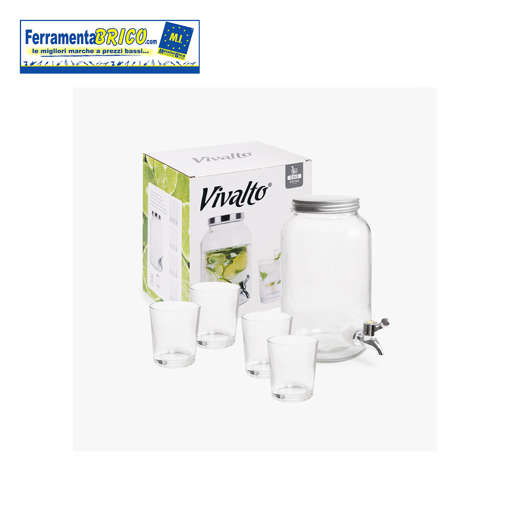 Immagine di ARTE SET. 4 BICCHIERI + BARATTOLO C/RUBINETTO 3L 82268