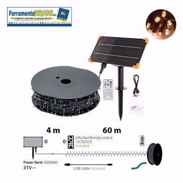 Immagine di CATENA SOLARE SCP TLG 1200 MINILED  BIANCO CALDO 60M IN BOBINA