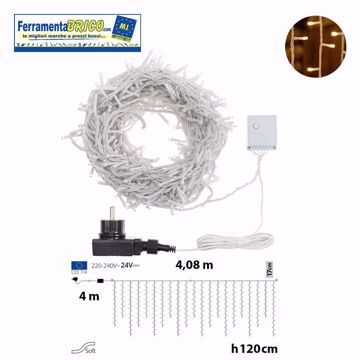 Immagine di TENDA SNOW LIGHT 480 LED BIANCO CALDO  VERTICALI 4M + 408 x H120CM